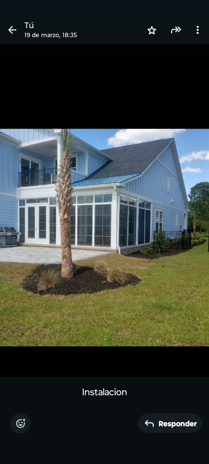 Enclosed Porch with Palm View