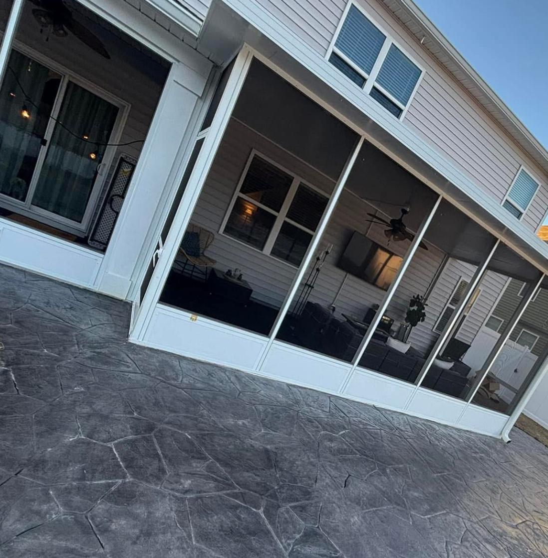 Screened Porch with Stamped Concrete